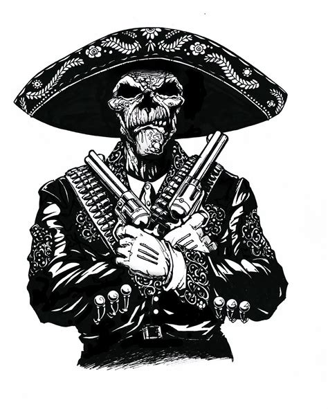 Calavera Bandito Chicano Art Art Aztec Art