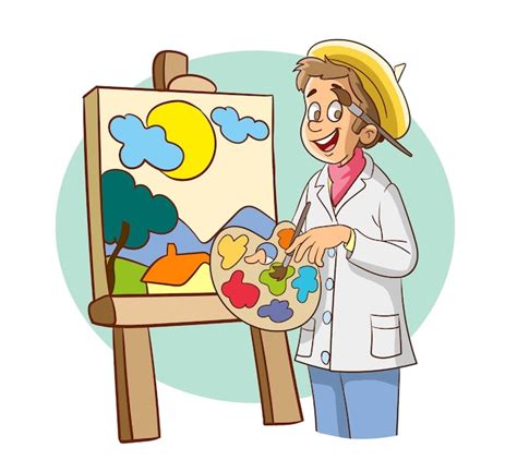 Ilustra O Vetorial De Um Desenho Animado Menino Sorridente Pintando