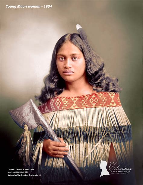 Unidentified Young Māori Woman Photographed By Frank J Denton Circa 6