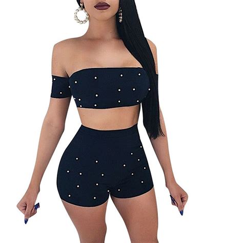 2018 Sexy Womens Two Piece Outfits Fashion Summer Ladies Strapless