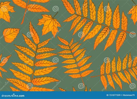 Red And Orange Autumn Leaves Yellow Background Autumn Pattern Sheet