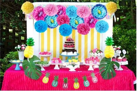 Hawaiian Party Decorations Colorful Paper PomPoms Flower balls ...