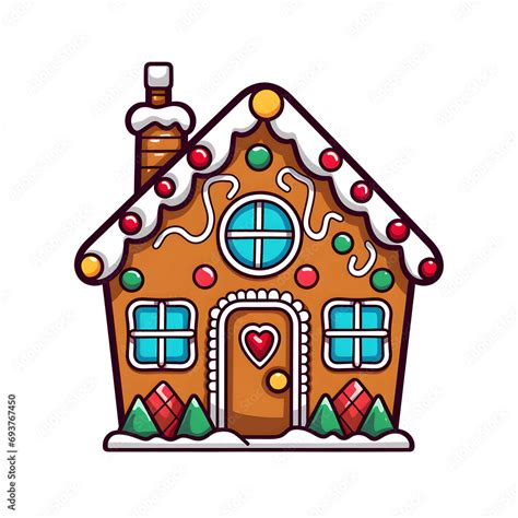 Lebkuchenhaus Clip Art Grafik Winter Bild Weihnachten Illustration