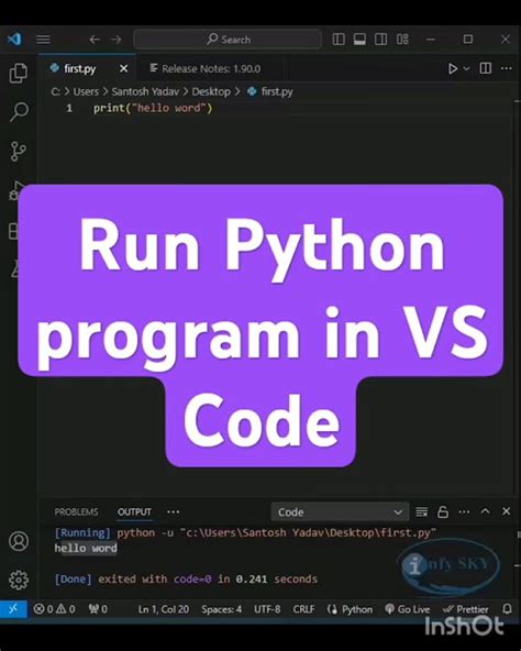 Run Python Program In Vs Code Python In Visual Studio Code Shorts