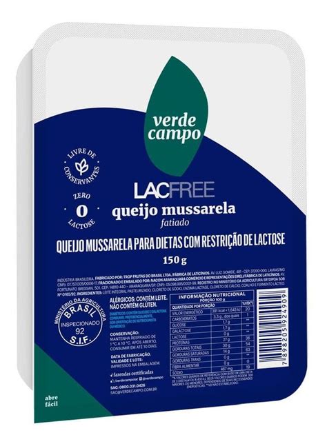 Queijo Mussarela Lacfree Verde Campo G Mercadolivre