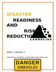 Disaster And Risk Reduction Thq M Docx Disaster Readiness And Risk