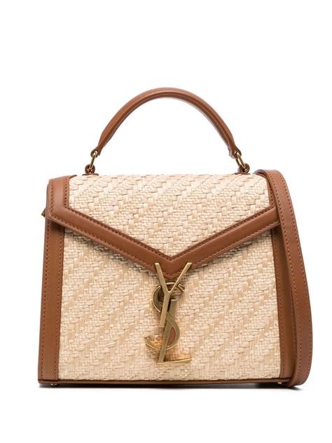 Saint Laurent Mini Cassandra Raffia Tote Bag In Neutrals ModeSens