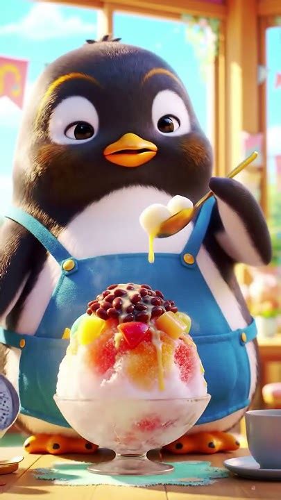 cute penguin  korean bingsu adorable summer dessert youtube