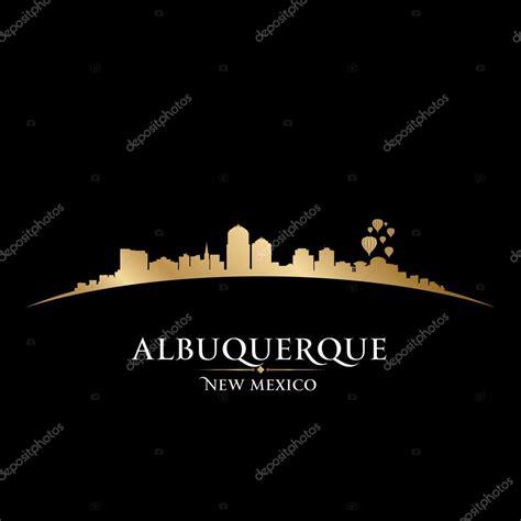 Albuquerque New Mexico city skyline silhouette black background Stock ...