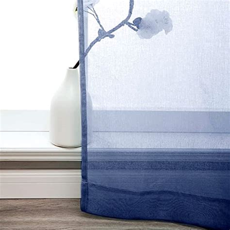 Cutewind Navy Blue Ombre Sheer Window Curtains For Bedroom 95 Inch