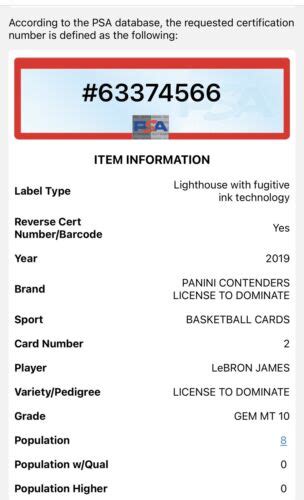 LeBRON JAMES 2019 PANINI CONTENDERS LICENSE TO DOMINATE 2 PSA 10 GEM