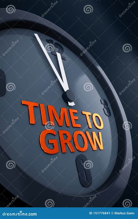 Clock with Text Time To Grow Stock Illustration - Illustration of grow ...