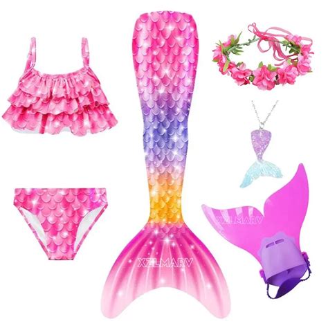 Maillot De Bain Queue De Sir Ne Pour Filles Costume Cosplay Pour Enfants Bikini De Plage