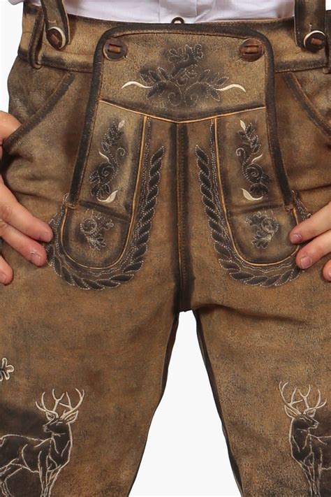 Embroidered Lederhosen Men Short Shaded Trachten Short Authentic