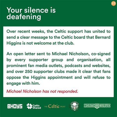 North Curve Celtic On Twitter Joint Statement Re Bernard Higgins And