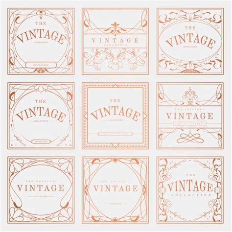 Free Vector Luxurious Vintage Art Nouveau Badge Vector Set Art