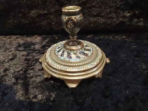 PORTE VASE CORNET en bronze et émail cloisonné Napoléon III XIXème