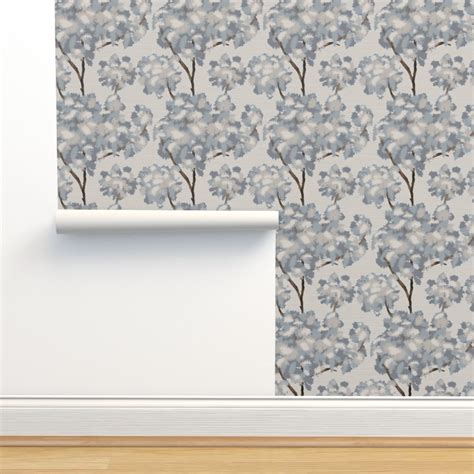 Grasscloth Ernesto Ikat Gray Trees Wallpaper Spoonflower