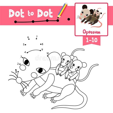 Dot To Dot Educational Game And Coloring Book Mother And Baby Opossum