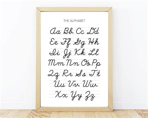 Cursive Alphabet Poster, Handwriting Chart, ABC Print, Homeschool ...