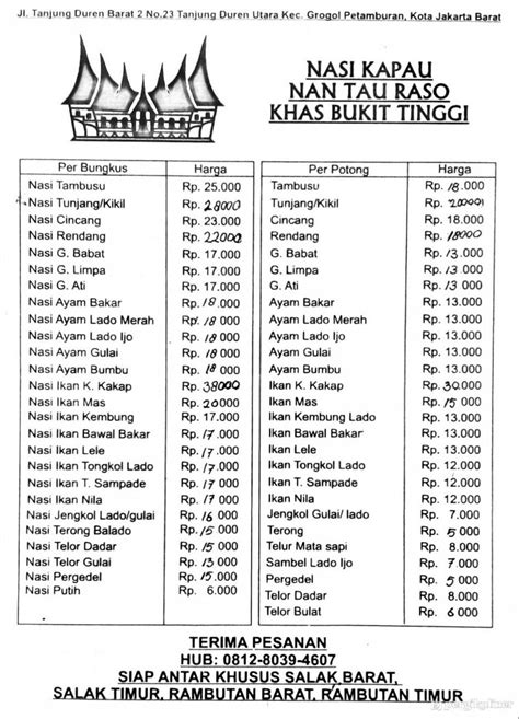 Selalu Diperbarui Menu Nasi Kapau Nan Tau Raso Khas Bukit Tinggi