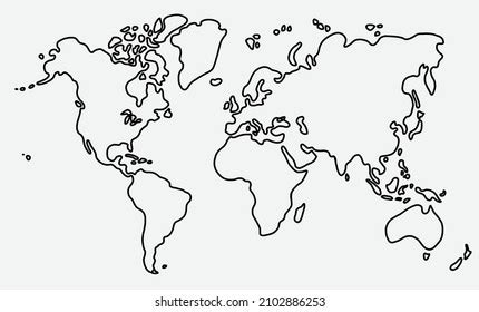 Freehand World Map Sketch On White Stock Vector Royalty Free