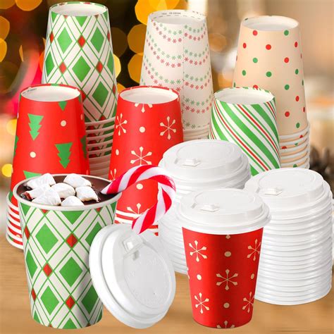Amazon Sliner 100 Pcs Christmas Disposable Paper Cups 9 Oz Hot