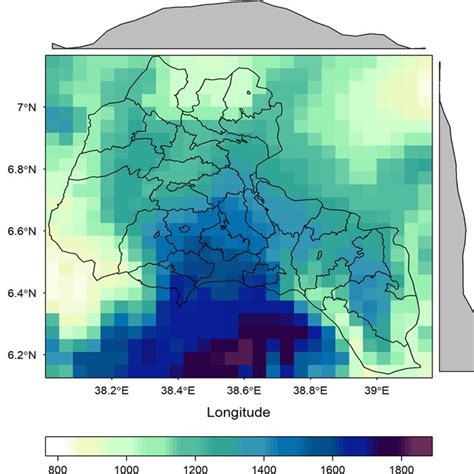 The Spatial Distribution Of Mean Annual Rainfall Mm Over The Sidama