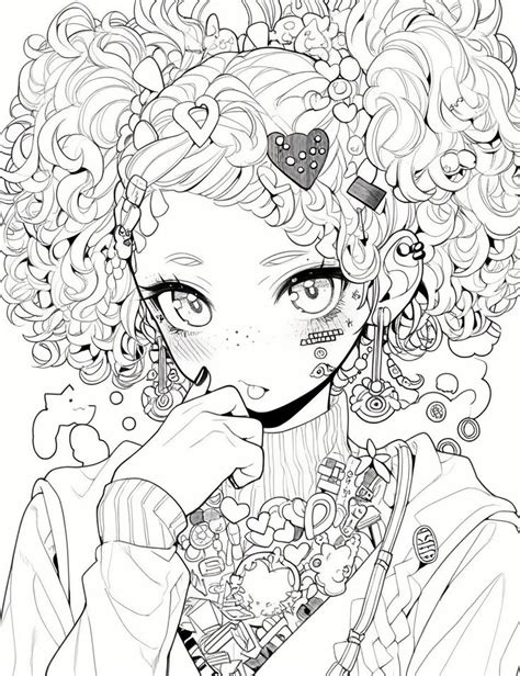 Decora Girl Coloring Page Manga Coloring Book Coloring Book Art