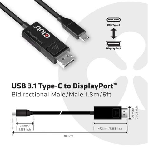 国内正規品 Club3d Usb Type C To Displayport 14 8k 60hz Hdr 18m 双方向 ケーブル