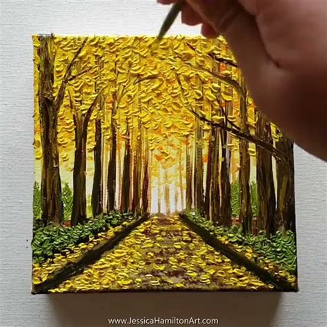 Fall Tree Path Palette Knife Oil Painting Time Lapse Jessica Hamilton