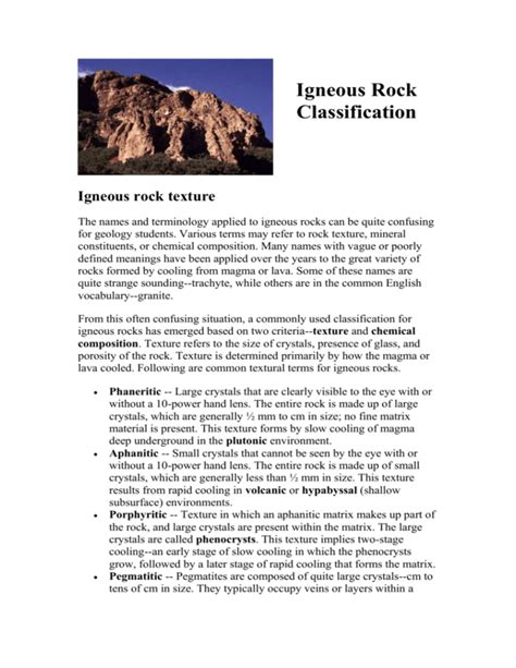 Igneous Rock Classification