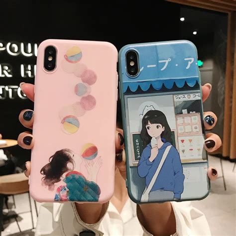 Kawaii Japanese Anime Illustration Phone Cases For Iphone 11 Pro Xs Max Xr X Case Silicone Cover