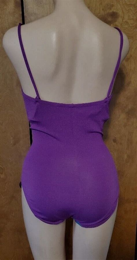 Vintage DeWeese Design Purple Blue Pin Up Swimsuit S Gem