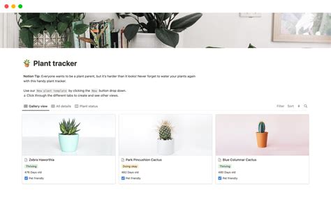 Plant Tracker Notion Template