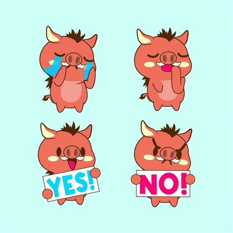 cute little boar vector illustration set 10842322 Vector Art at Vecteezy