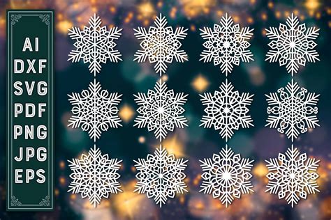 Snowflakes Laser Cut Svg Dxf Bundle 32 Graphic By Laijuakter · Creative Fabrica