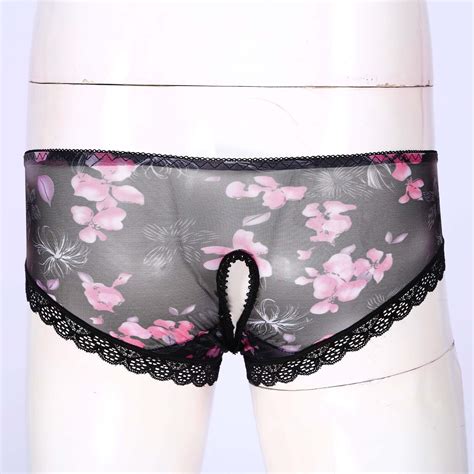 US Men S Sissy Mesh Panties Low Rise Lace Lingerie Underwear Hollow Out Briefs EBay