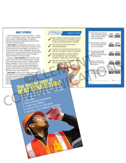 Heat Stress Signs Safety Pocket Guide With Quiz Card