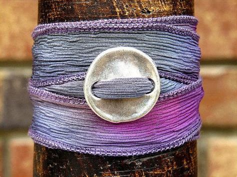 Wrap Bracelet Silk Lavender Handmade