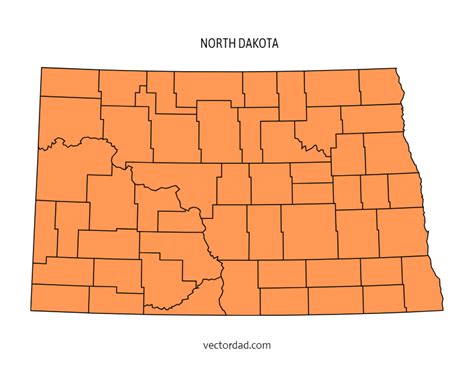 Free Printable Colored Blank Map Of North Dakota County