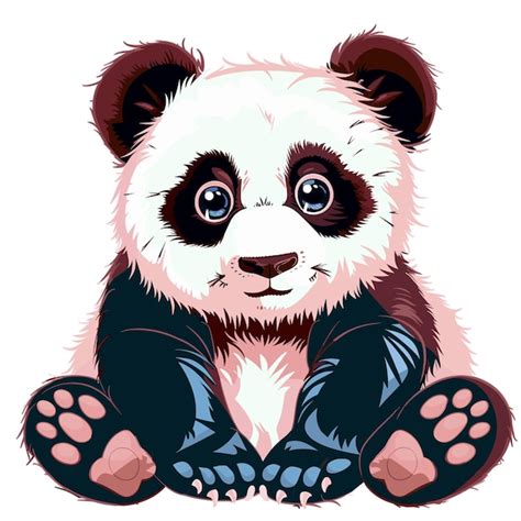 Un Dibujo De Un Oso Panda Con Pelaje Blanco Y Negro Vector Premium