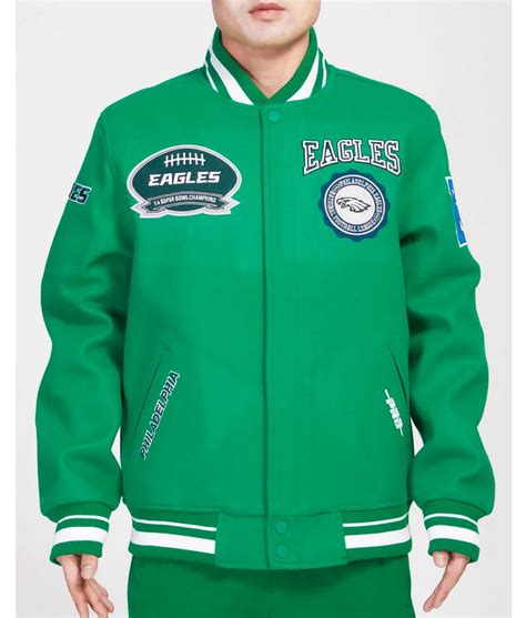 Crest Emblem Philadelphia Eagles Kelly Green Varsity Jacket