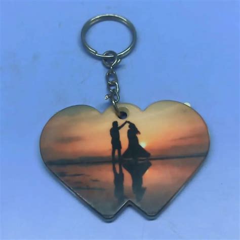 Brown Base Double Heart Plastic Keychain Size 5 X 3 Inch Lxw At