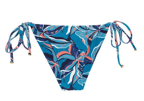 Blue And Pink Printed Side Tie Bikini Bottom Bottom Lilly Tri Arg Rio De Sol
