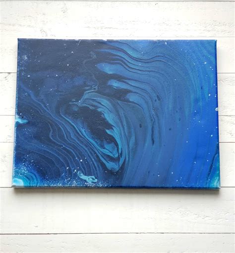 Blue Ocean Acrylic Painting, Dark and Light Blue, Size 12x16 Wall Art ...