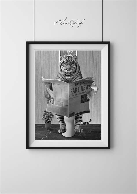 Tiger in Bathroom Printable Bathroom Tiger Funny Bathroom - Etsy