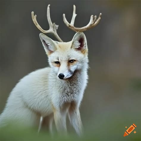 White Fox With Deer Antlers On Craiyon