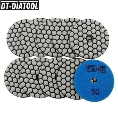 DT DIATOOL 10 개 대 직경 3 인치 드라이 80mm 수지 본드 다이아몬드 유연한 연마 패드 그릿 50 연마 휠 3