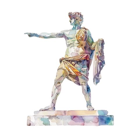 Premium Vector | Statue of the god Helios of Rhodes watercolor on white background